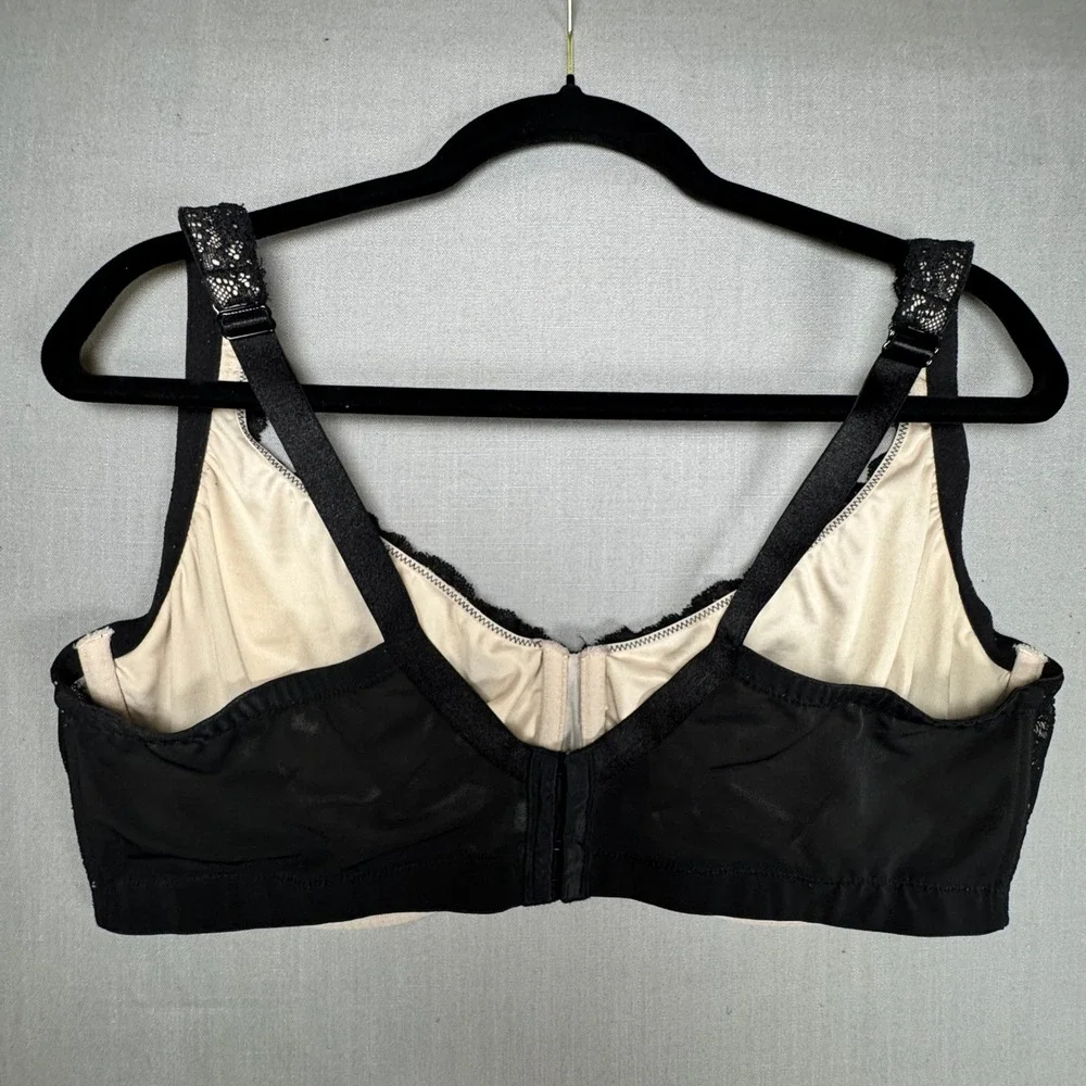 Cacique Bra Women 44F Black Lace Underwire Adjustable Straps Full Coverage